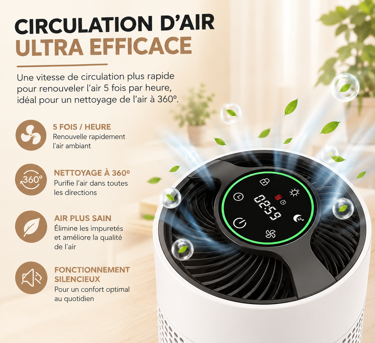 Purificateur d'air HEPA NOVA | Blanc